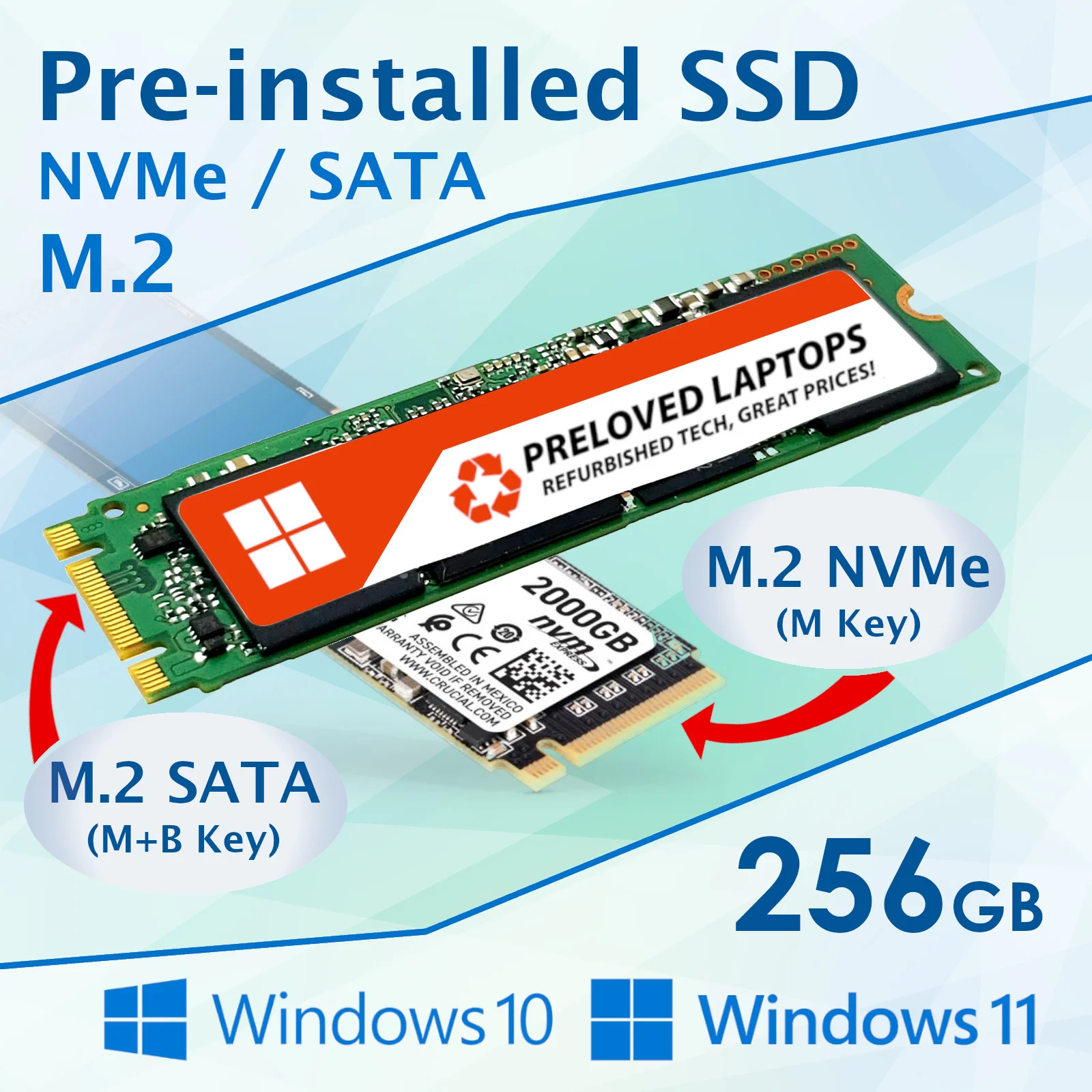 new 240gb 256gb m.2 ssd with windows 10 pre-installed windows 11 preloaded